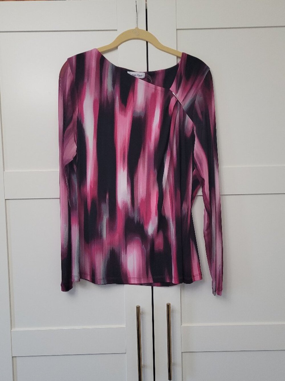 Calvin Klein Printed Asymmetrical-Neck Top